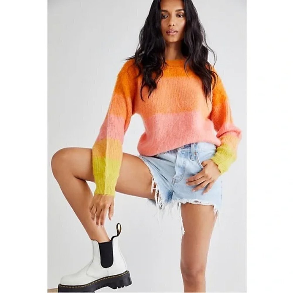 New Free People Autumn Sky Pullover Autumn Sky Combo Sweater NWT Size Small - Picture 6 of 13